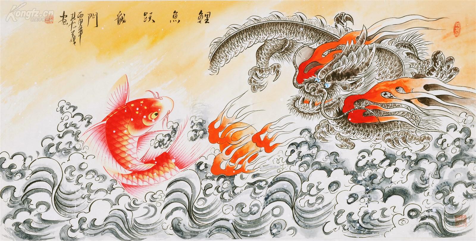 Hình nền cá chép vượt vũ môn hóa rồng